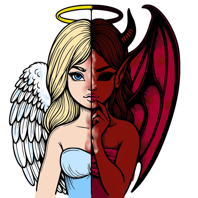 realistic angel half demon