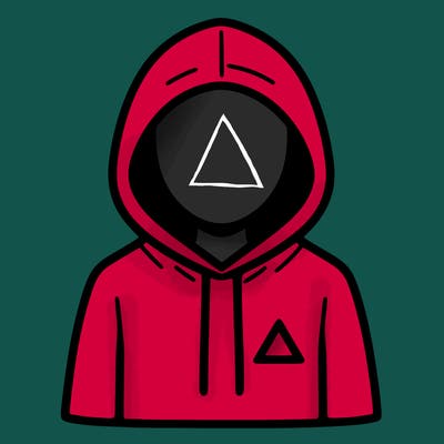 a person with non face waering a hoodie with a small triangle symbol