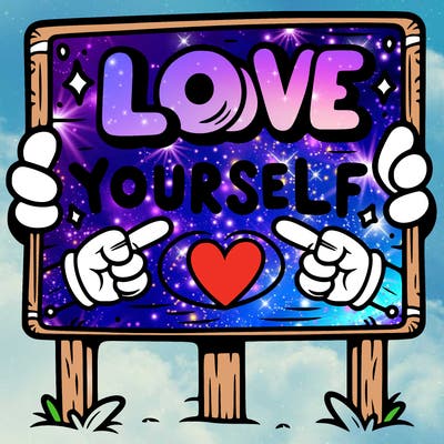 a sign where it is written: love yourself