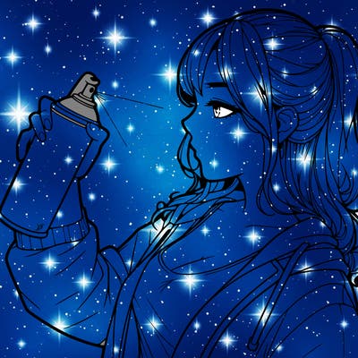 a realistic girl spray, painting