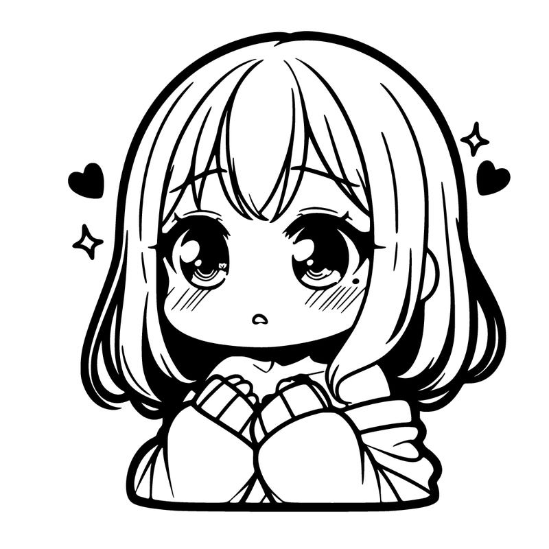 kawaii girl in love anime, blushing cheeks