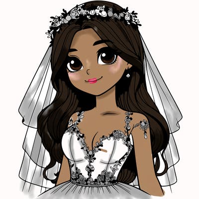 realistic girl in a wedding dress