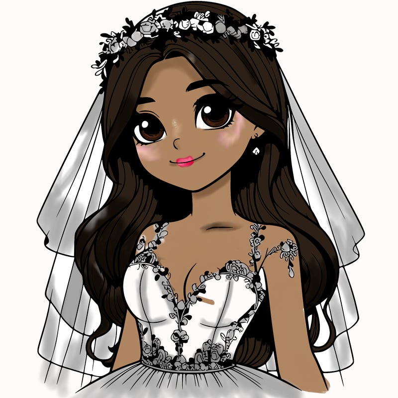 realistic girl in a wedding dress