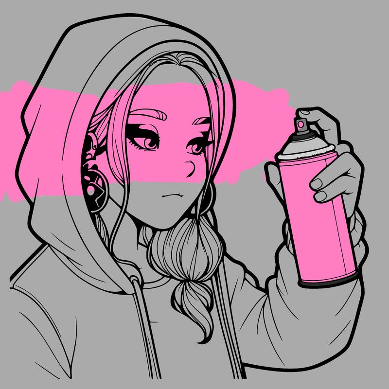 a realistic girl, spray painting