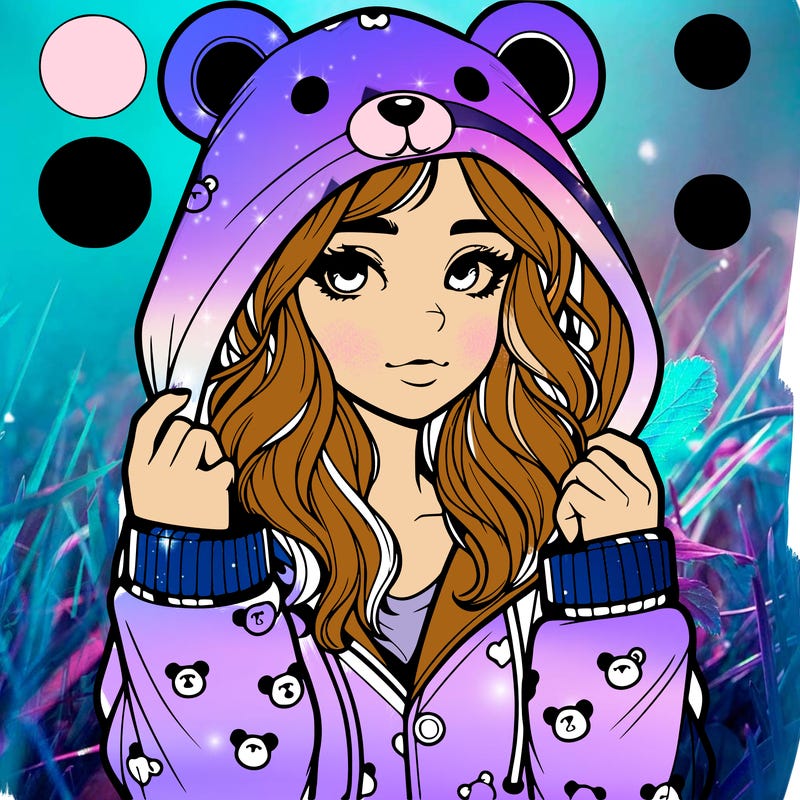 realistic girl in a animal pjs hoodie