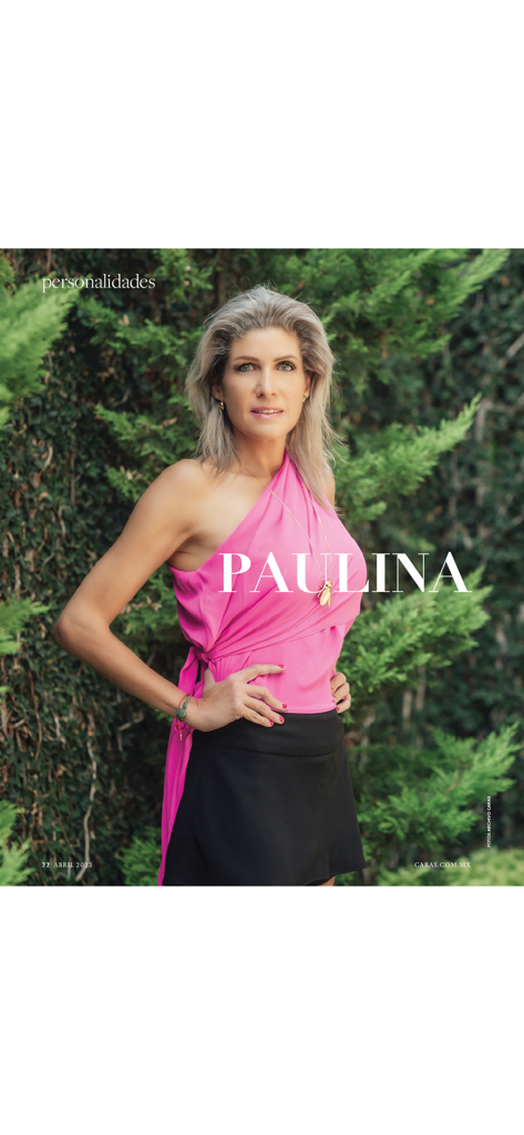 Caras Mexicoライフスタイル雑誌アプリのパーソナリティセクションにあるPaulinaのプロフィール