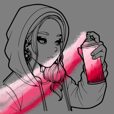 a realistic girl, spray painting