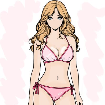 realistic girl with a revealing swimsuit