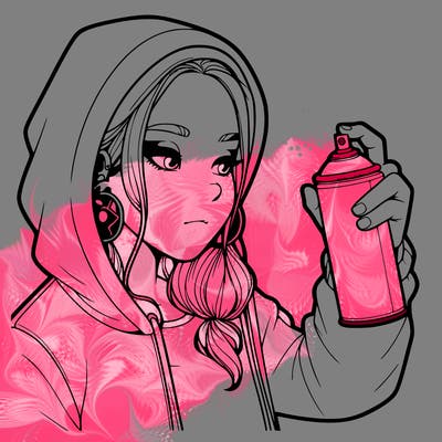a realistic girl, spray painting