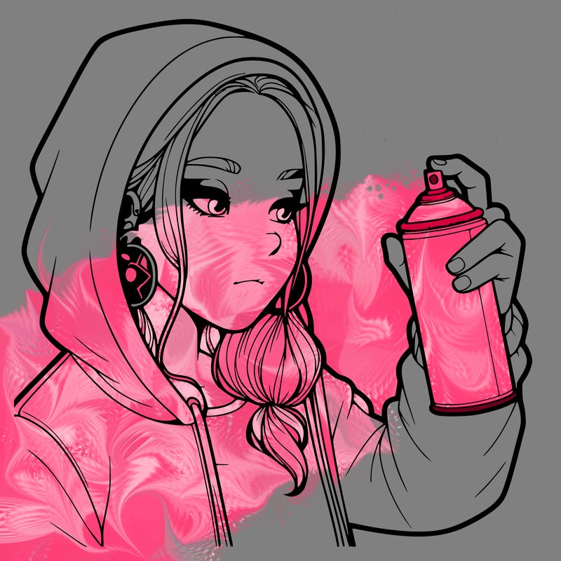 a realistic girl, spray painting