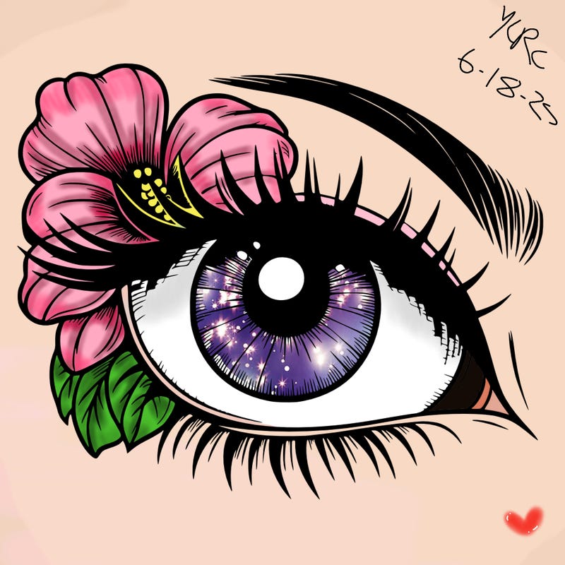 realistic eye with flower