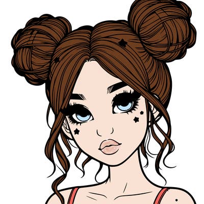 realistic girl with space buns