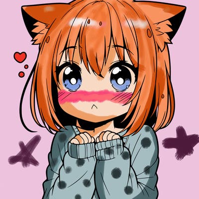 shy anime catgirl