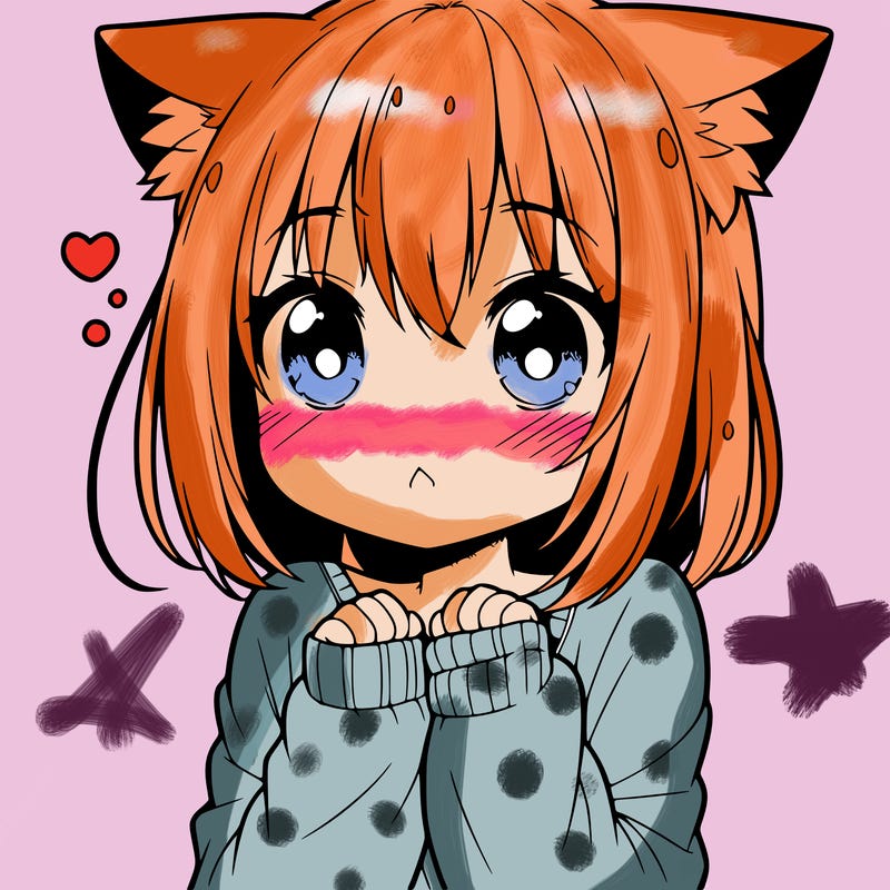 shy anime catgirl