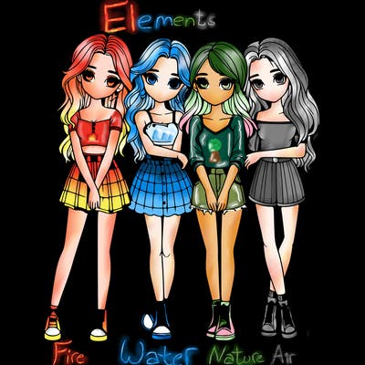 a group of girls realistic