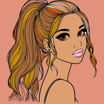 realistic pretty girl with high pony tail