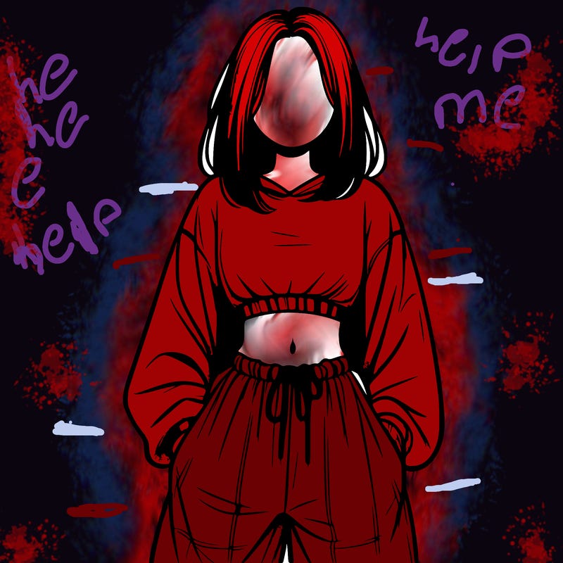 realistic girl faceless with baggy pants and a crop top