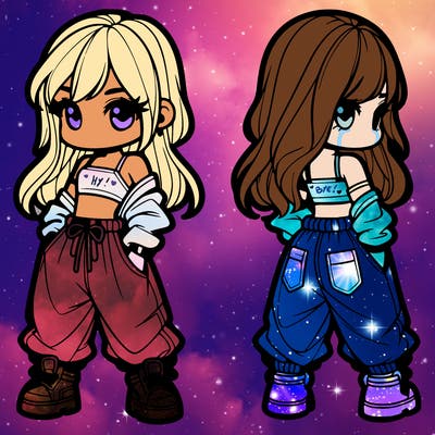 girl in crop top and baggy pants