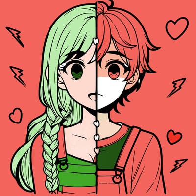 realistic girl boy split