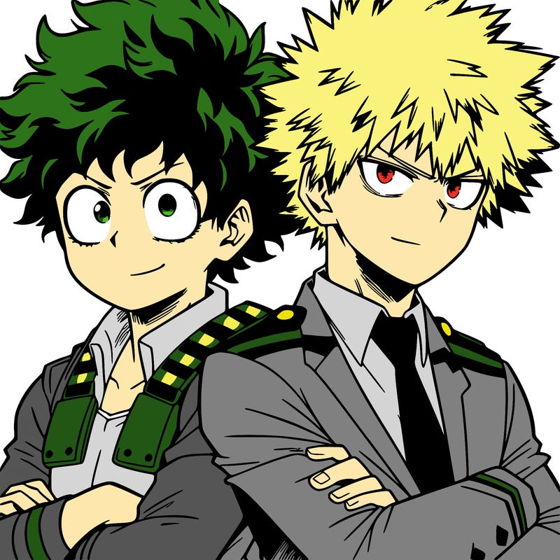 anime deku and bakugo they are hero and teenager 18