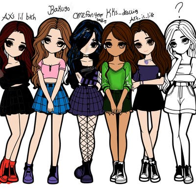 a group of girls realistic