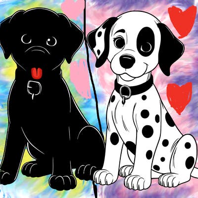 cute realistic doberman rottweiler and a dalmatian