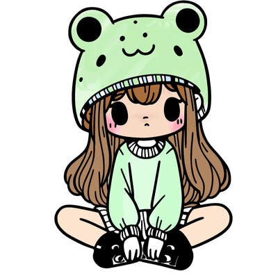 a girl wearing a frog hat and some frog socks