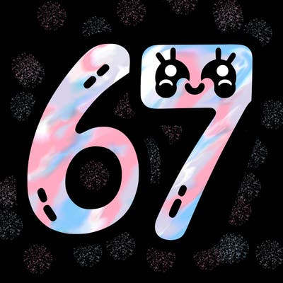 the numbers 67