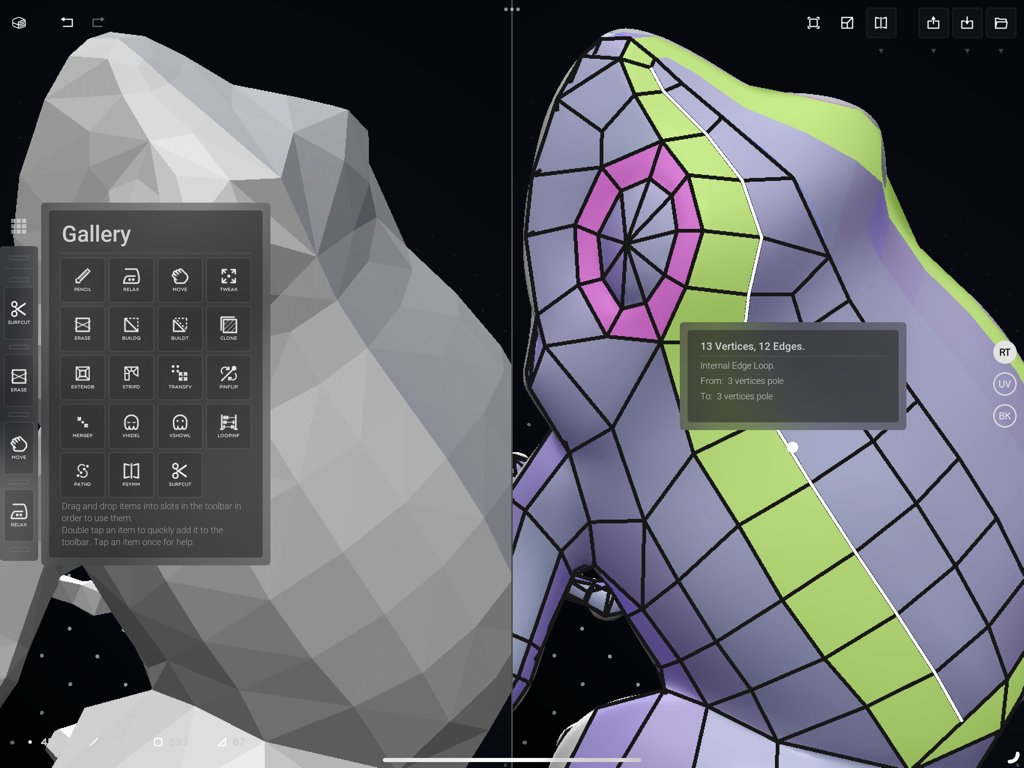 CozyBlanket - CozyBlanket app interface showing 3D model retopology and tool gallery