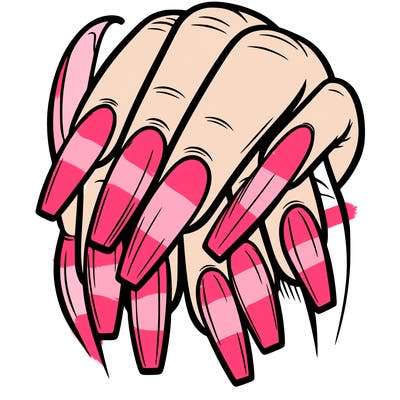 long coffin shape acrylic nails with french tip