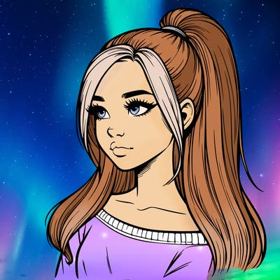 realistic girl with a high ponytail