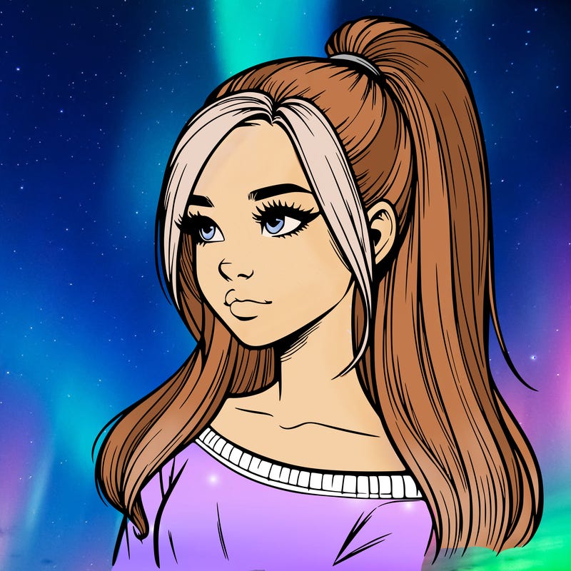 realistic girl with a high ponytail