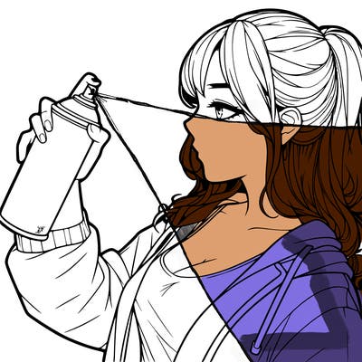 a realistic girl spray, painting