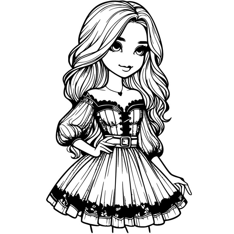 realistic girl wearing a fashionable dress