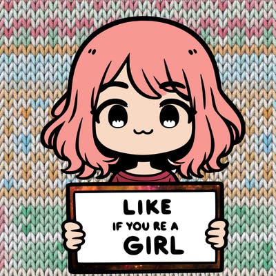 a cute girl holding a sign that says like if you’re a girl