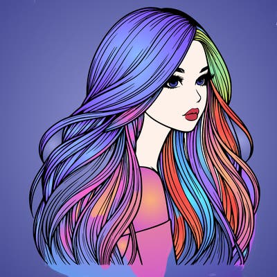 realistic girl with long realistic hair