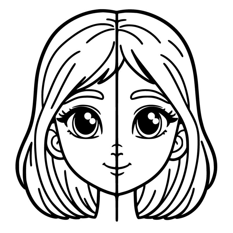 girl face split down the middle