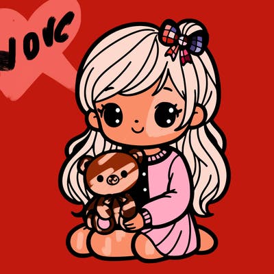 girl with a teddy plush