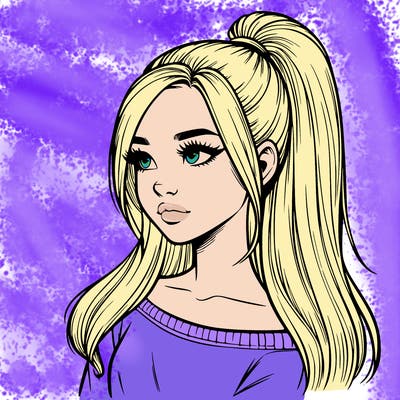 realistic girl with a high ponytail