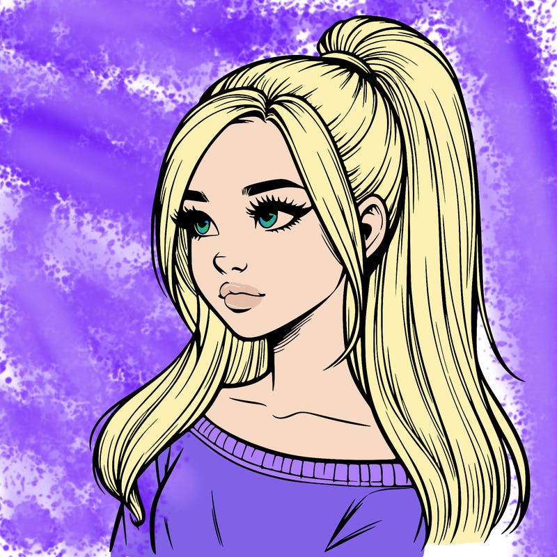 realistic girl with a high ponytail