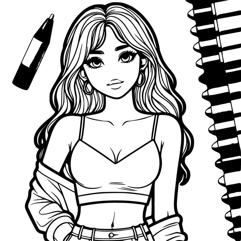 realistic girl in crop top