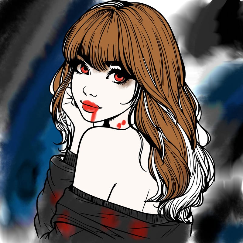 realistic girl with bangs looking over her shoulder