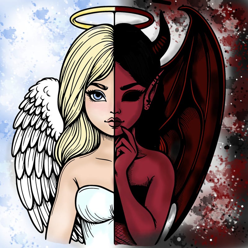 realistic angel half demon