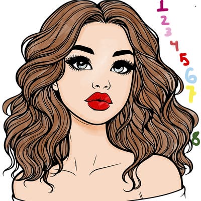 realistic girl with wavy hair and lips