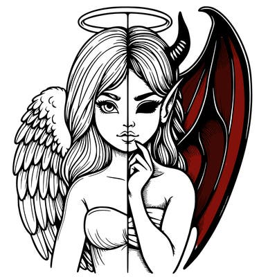 realistic angel half demon