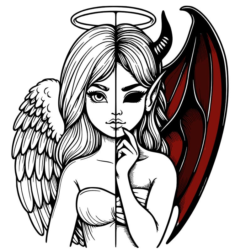 realistic angel half demon