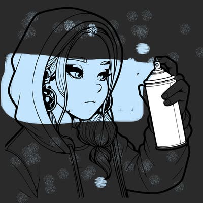 a realistic girl, spray painting