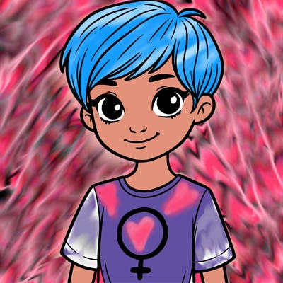 girl with pixie cut and feminist shirt