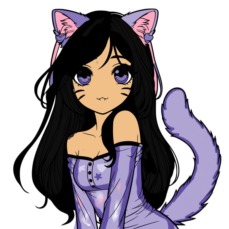 realistic girl with cat ears and tail