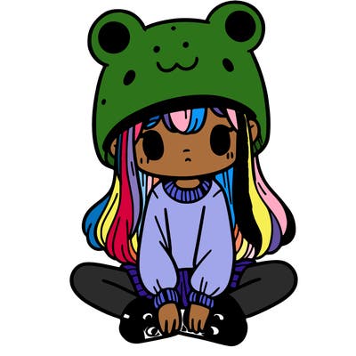a girl wearing a frog hat and some frog socks
